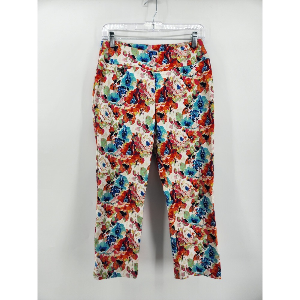 Peck & Peck Floral Print Pants Ankle Cropped Career‎ Casual Women's Size 6